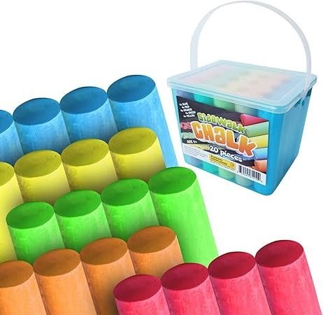 Sidewalk Chalk For Kids Bucket of 20 Pieces Great Easter Basket Stuffers Street Chalk For Kids | ... | Amazon (US)