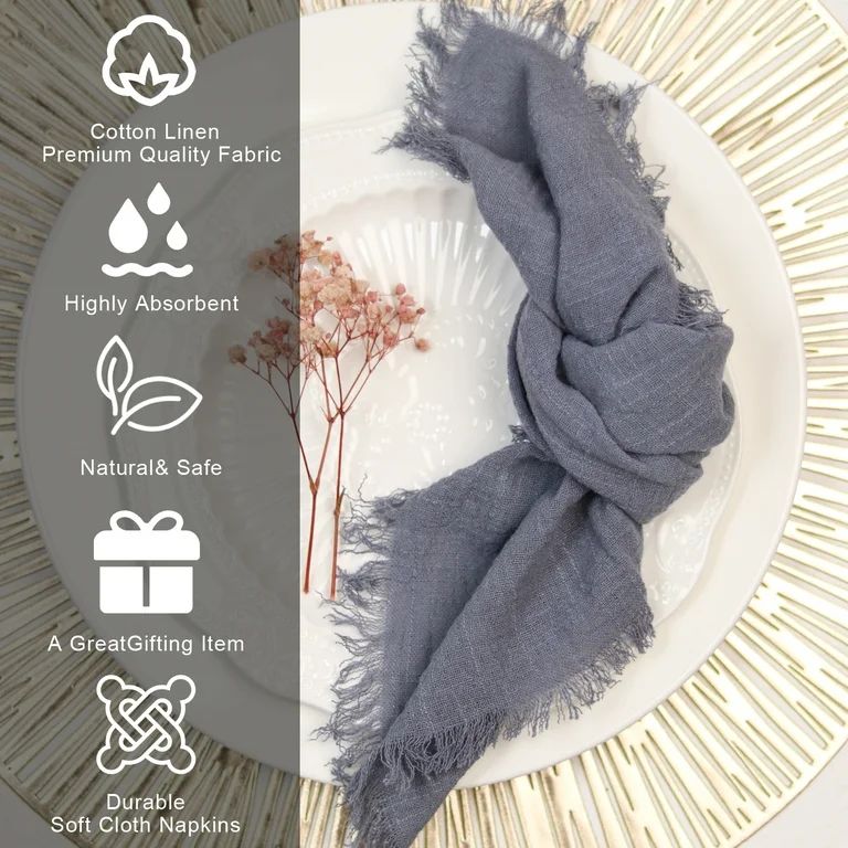 SUNTQ Handmade Cotton Napkins with Fringe 12 pack，Bulk Dinner Napkins Table Napkins for Fall Th... | Walmart (US)