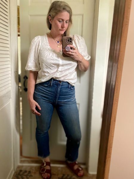 71 degrees calls for Madewell jeans, one of my all time favorite Sézane tops, and big buckle Birks. 

Birkenstock, blouse, white top,  work outfit, French fashion, dinner outfit, 

#LTKstyletip #LTKFind #LTKworkwear