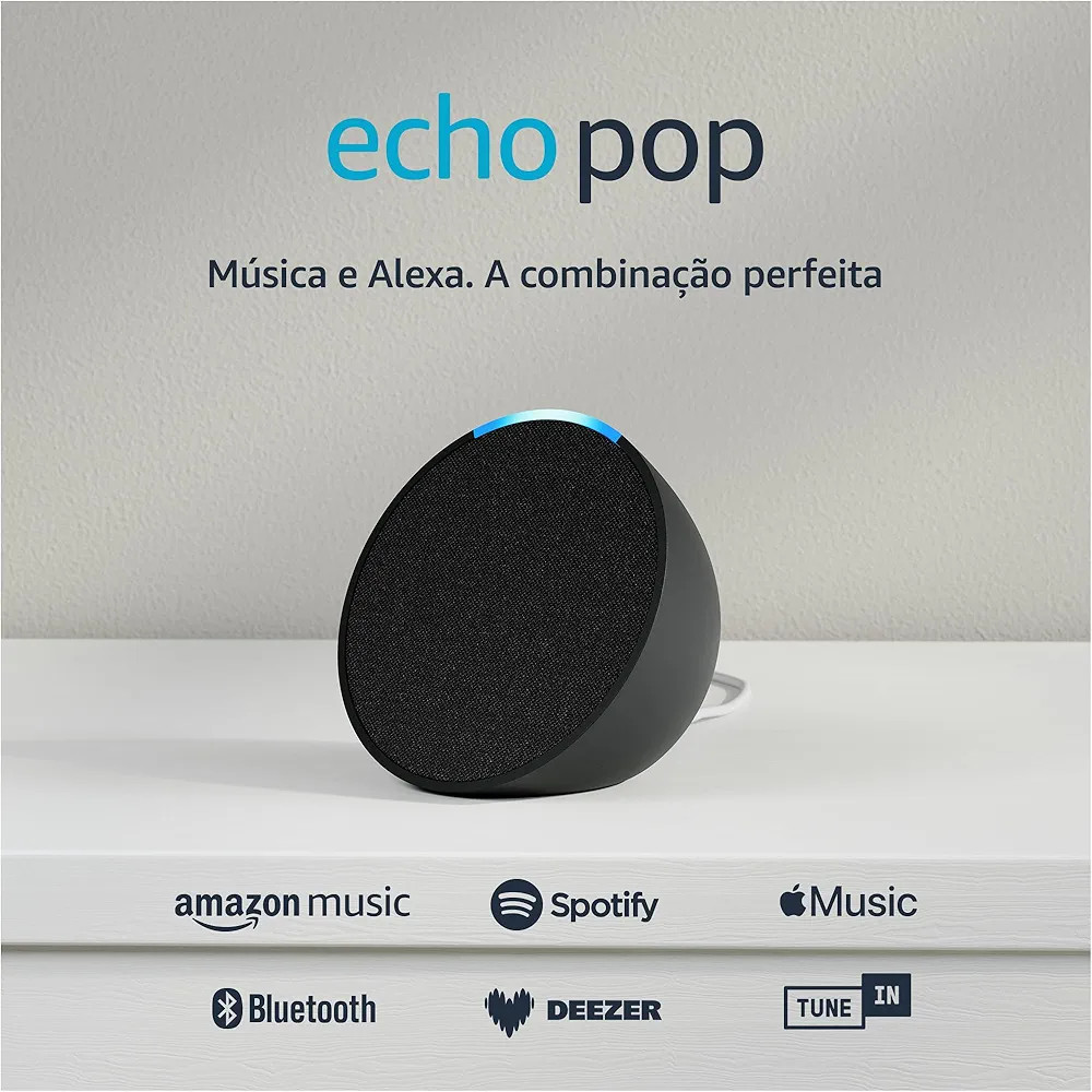 Echo Pop (Última geração) | Smart speaker compacto com som envolvente e Alexa | Cor Preta | Amazon (BR)