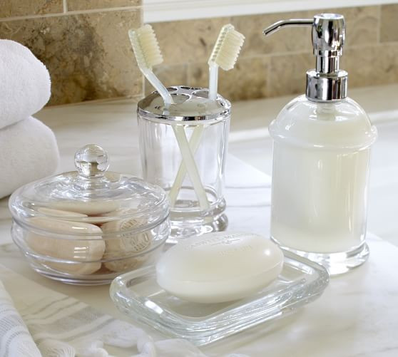 PB Classic Glass Bath Accessories | Pottery Barn (US)