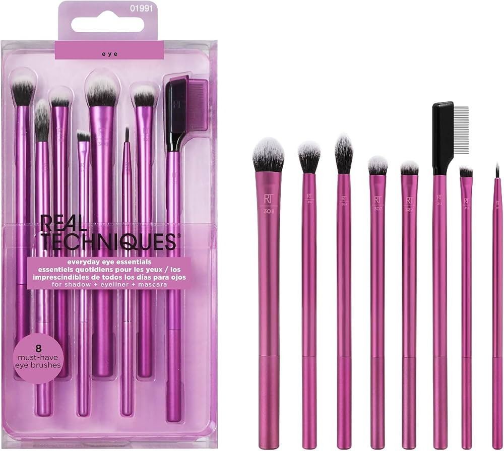 Real Techniques 8 Piece Everyday Eye Essentials Makeup Brush Set, Eye Brushes For Eye Liner, Eyes... | Amazon (US)