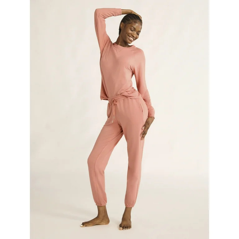 Joyspun Women's French Terry Cloth Top and Jogger Pants Set, 2-Piece, Sizes XS-3X - Walmart.com | Walmart (US)