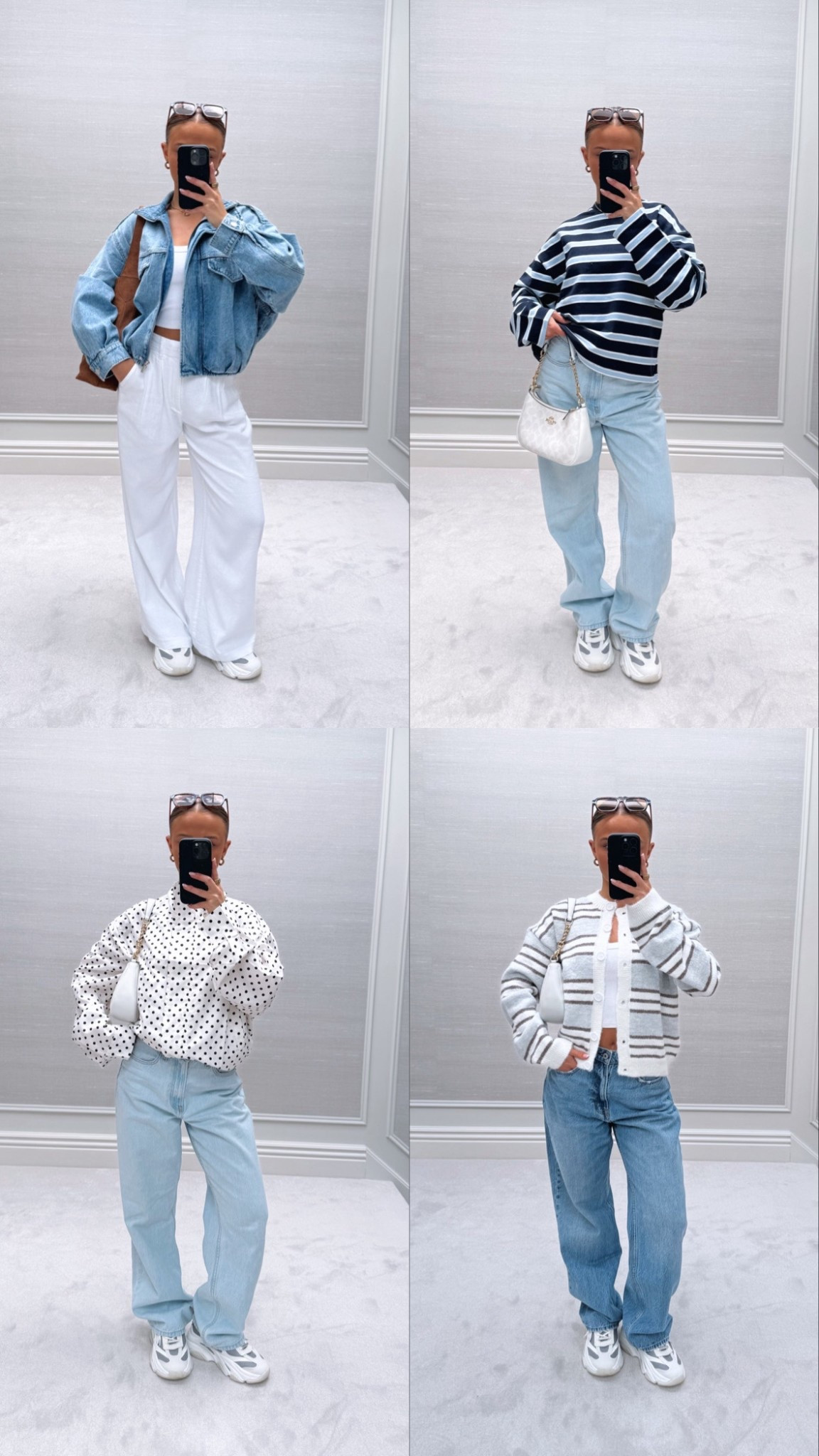 recent spring casual outfits🌺

stripe white trousers wide leg jeans Abercrombie transitional outfit stripe polka dot striped cardigan jacket bomber easy basic 

#LTKpetite #LTKuk #LTKspring