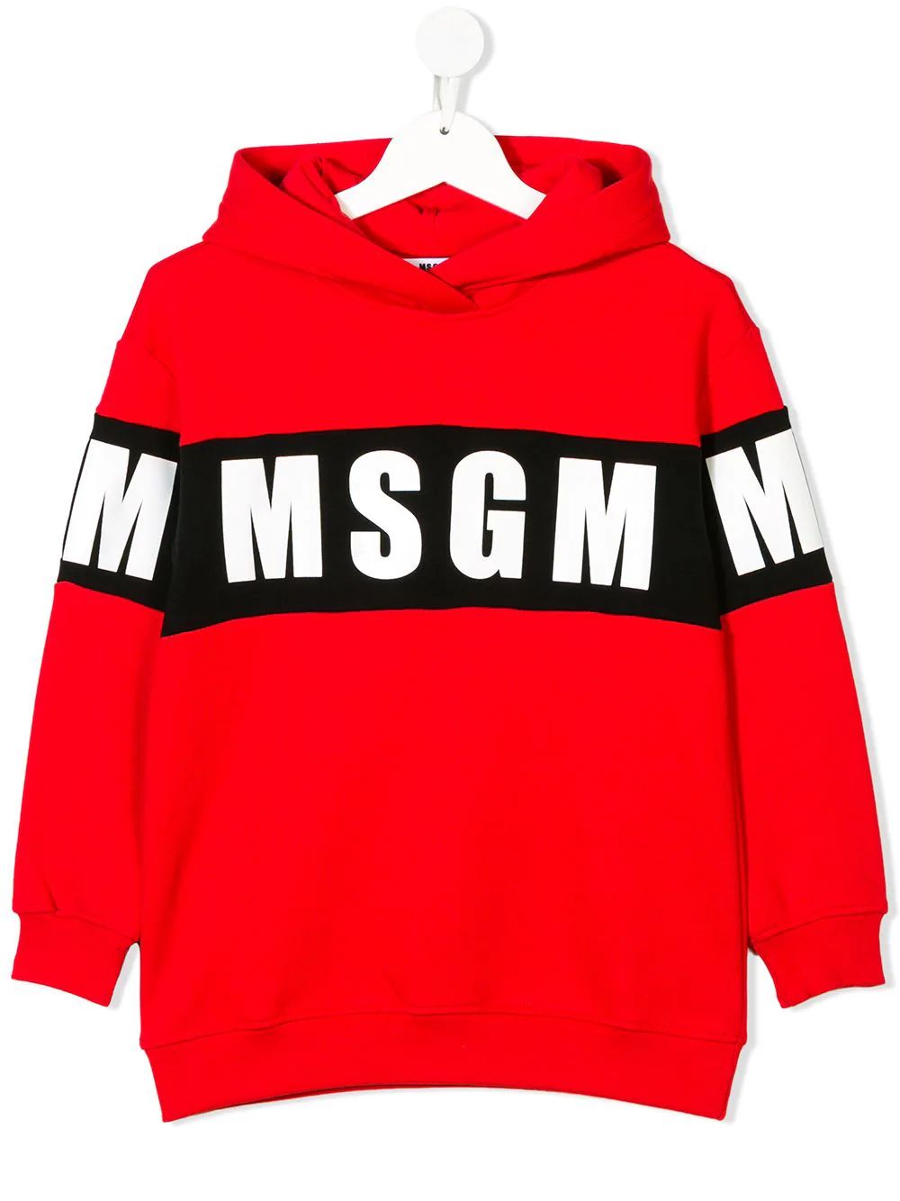 Msgm Kids logo print hoodie - Red | FarFetch US