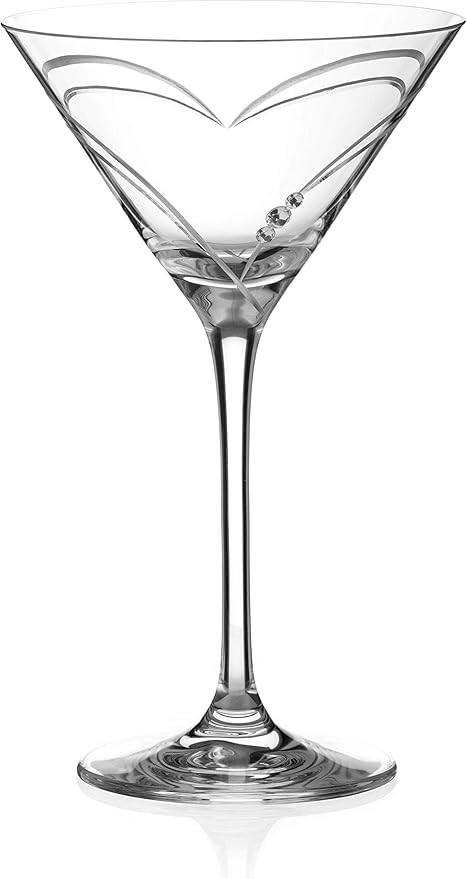 DIAMANTE Swarovski Martini Glass - 'Hearts' Hand Cut Design Embellished with Swarovski Crystals | Amazon (UK)
