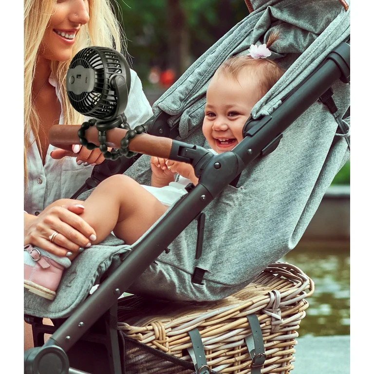 Hoovy Portable & Rechargeable Stroller Fan with Flexible Tripod Legs, Black | Walmart (US)