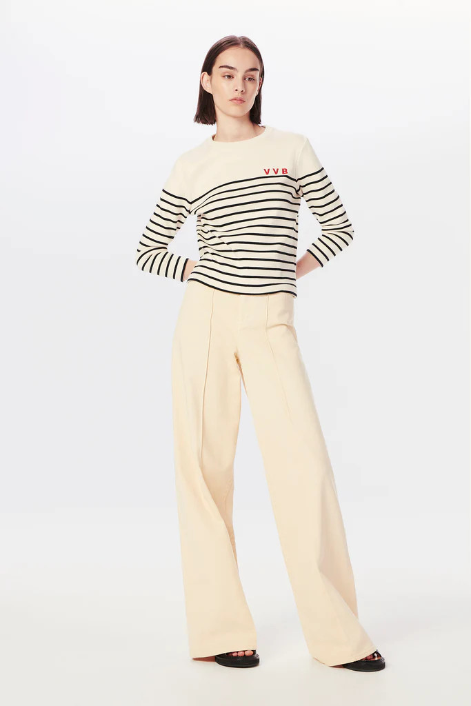 Breton Striped Long-sleeved Top in Ivory | Victoria Beckham (ROW)
