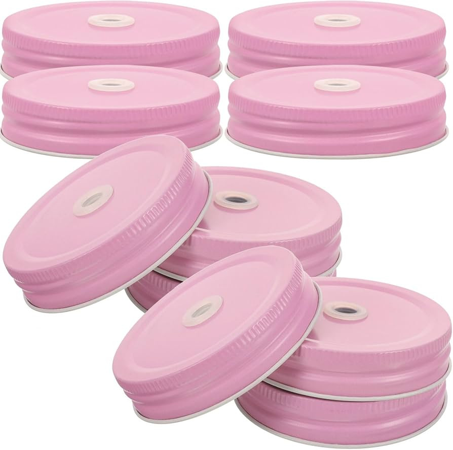 Uonlytech Regular Mouth Mason Jar Lids with Straw Hole, 10 Pcs Tinplate Canning Jar Lids Reusable... | Amazon (US)