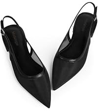 Modatope Slingback Flats for Women Pointed Toe Ballet Flats Classic Low Heel Sandals Dress Shoes | Amazon (US)