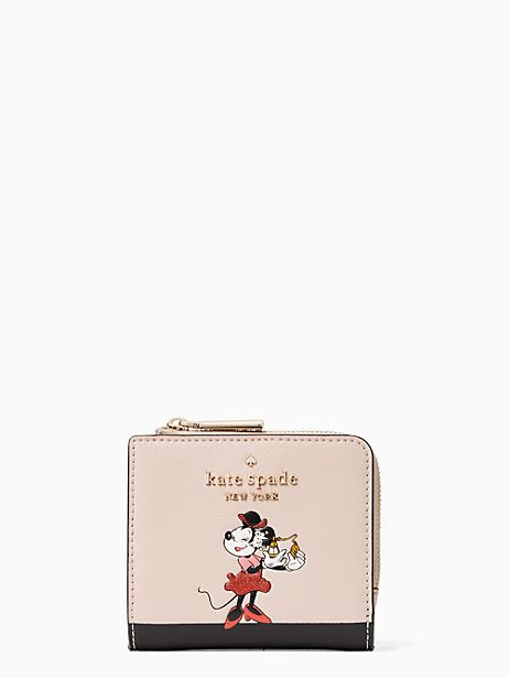 disney x kate spade new york minnie no window l-zip bifold | Kate Spade Outlet