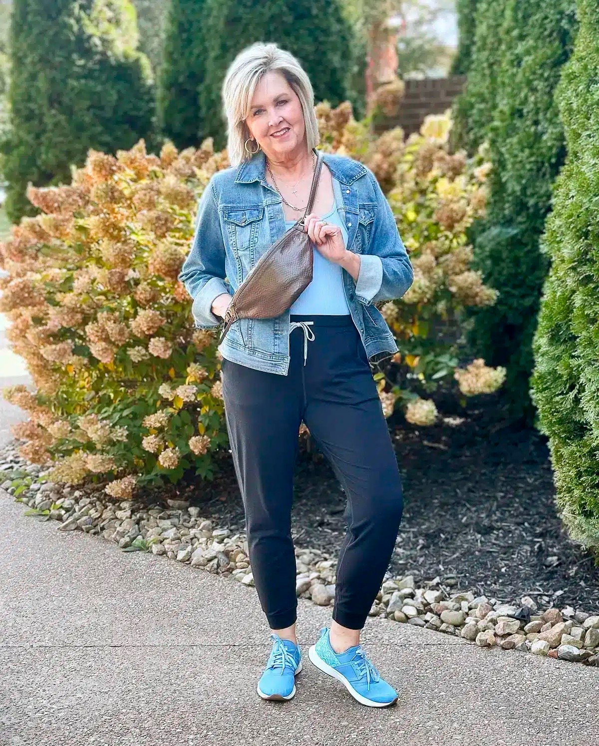 I’m all about an easy travel outfit. This outfit is perfect for long travel days or running errands. My bodysuit is a size large, joggers size large and my denim jacket is also a size large from Amazon! I did size down half a size in my sneakers. ￼￼

#LTKTravel #LTKOver40 #LTKootd
