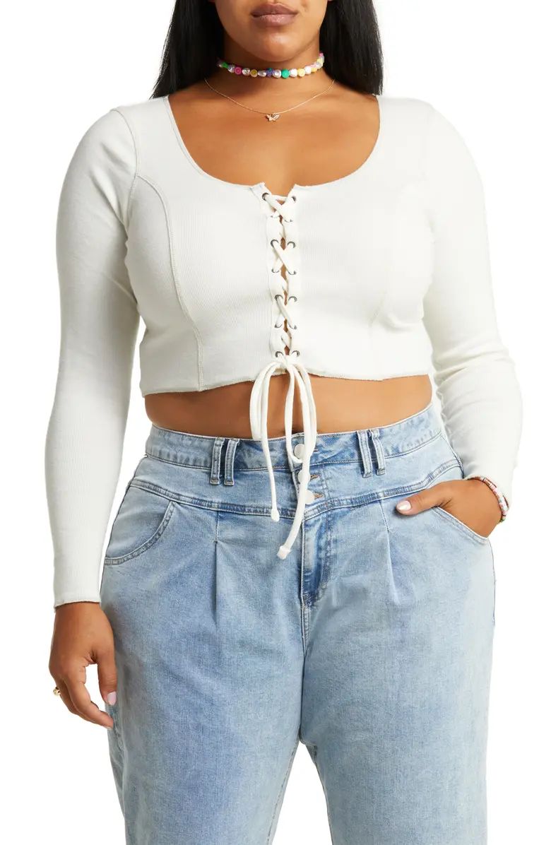 Lace-Up Organic Cotton Blend Top | Nordstrom