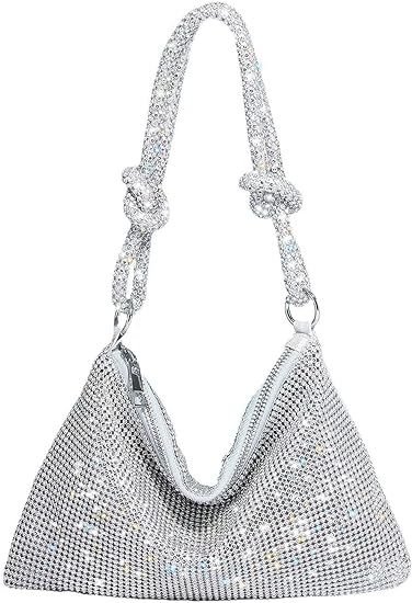 RichCoco Rhinestone Evening Purses for Women Hobo Bags Chic Sparkly Crystal Cluth Purse Bling Shi... | Amazon (US)