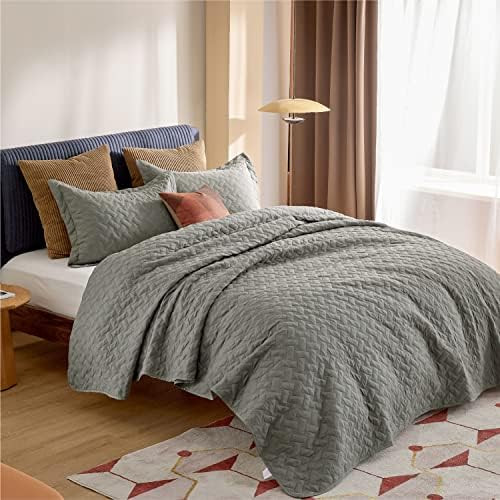 Bedsure Summer Quilt Set Queen Size Grey - Full Lightweight Bedspread - Soft Bed Coverlet (Includes  | Amazon (US)