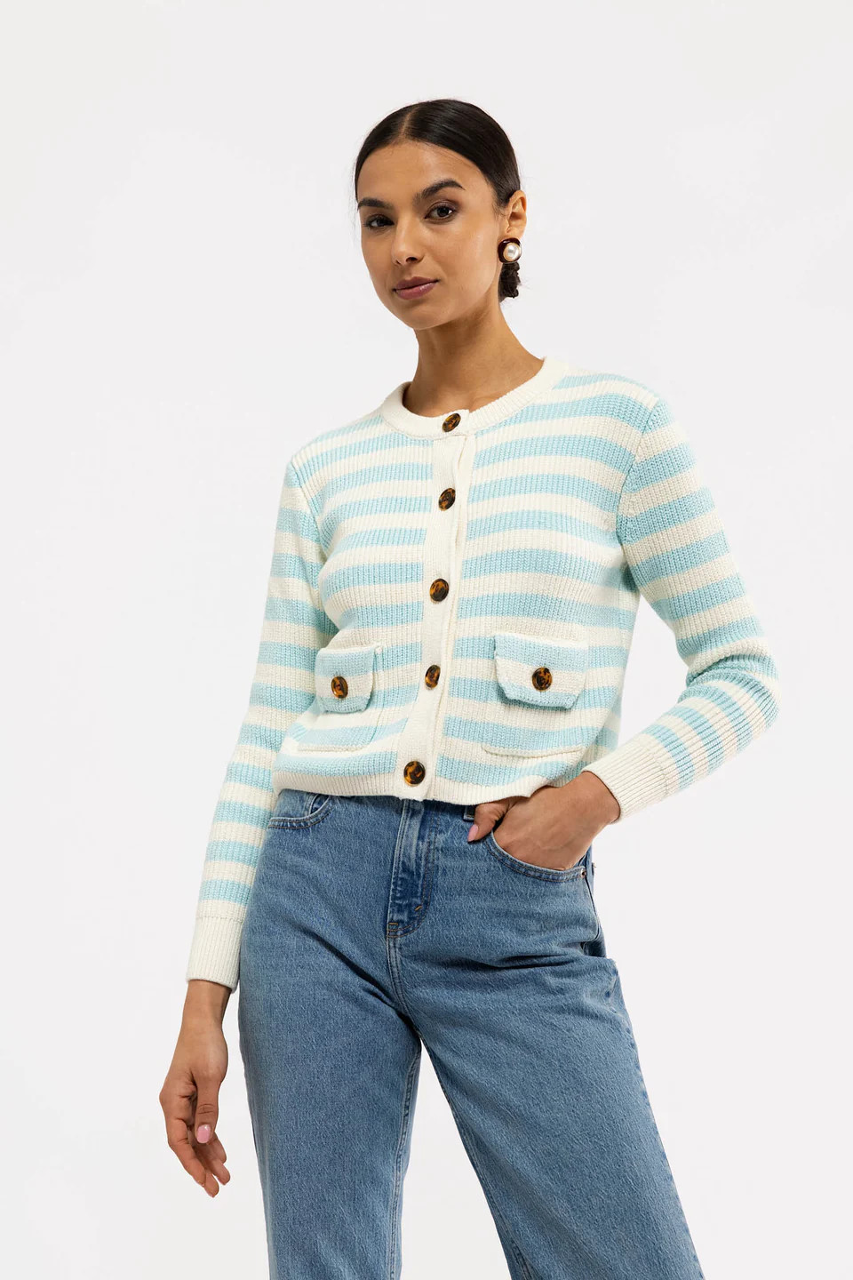 Laurel Sweater - Cream/Seasalt Stripe | Smith and Quinn