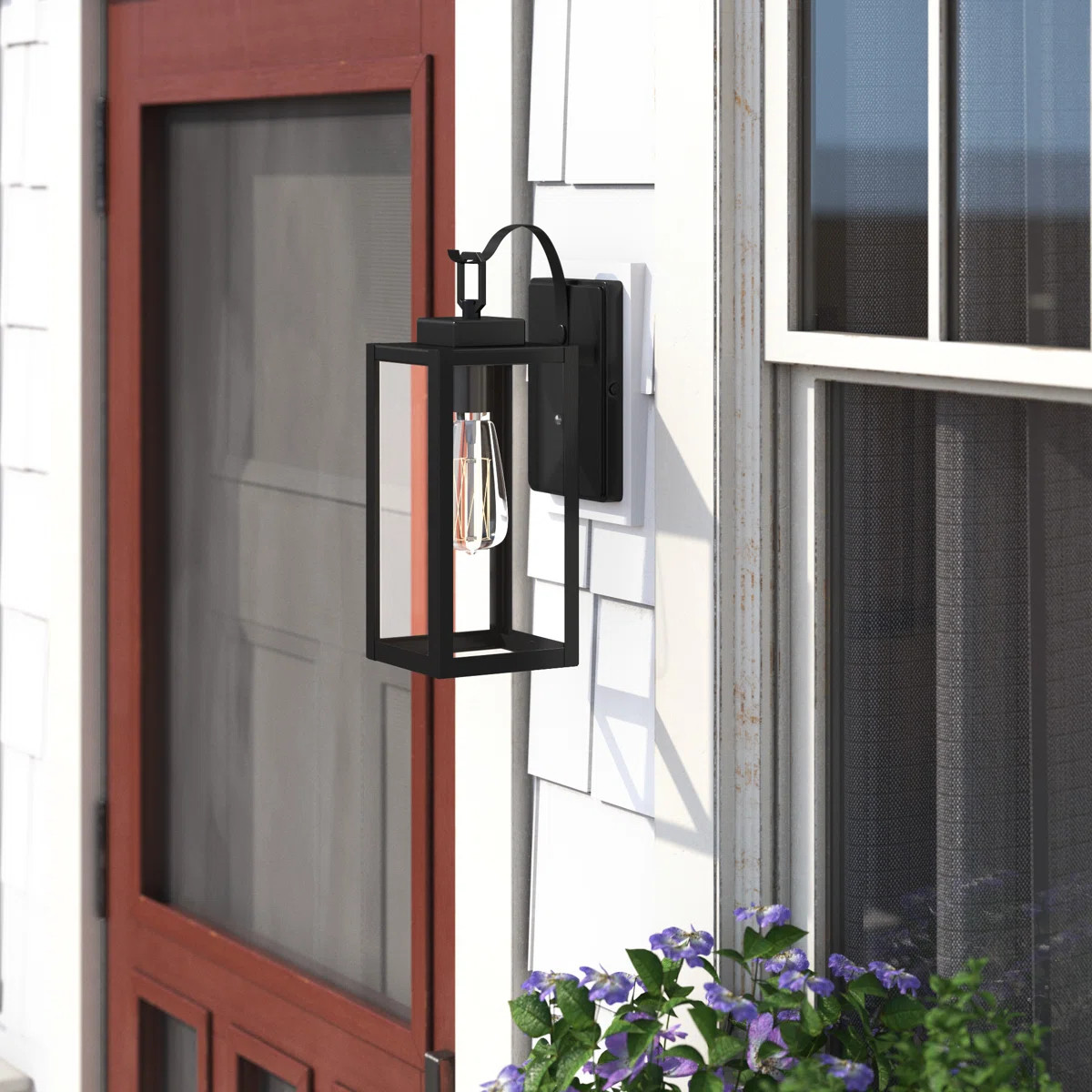 Schlesinger Outdoor Rectangular Clear Glass Shade Wall Light | Wayfair North America