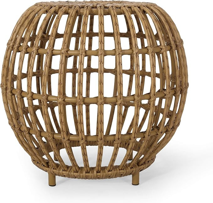 Christopher Knight Home 313599 Lorin Outdoor Boho Wicker Side Table, Light Brown | Amazon (US)