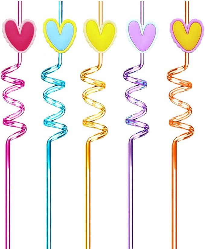Heart-Shaped Party Straws Drinking Colorful Reusable Drinking cute straws Individually Wrapped Pi... | Amazon (US)