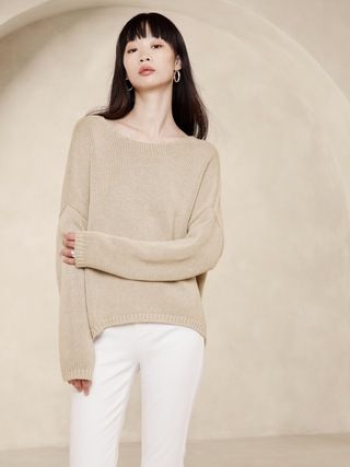 Demi Cotton-Silk Scoop-Back Sweater | Banana Republic (US)
