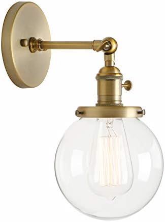 Permo Vintage Industrial Wall Sconce Lighting Fixture with Mini 5.9" Round Clear Glass Globe Hand... | Amazon (US)