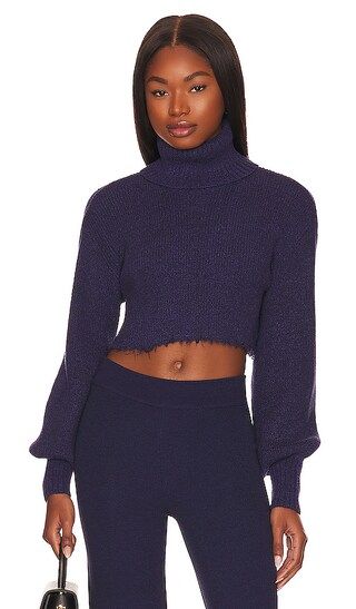 Lucia Cropped Turtleneck in Navy | Revolve Clothing (Global)