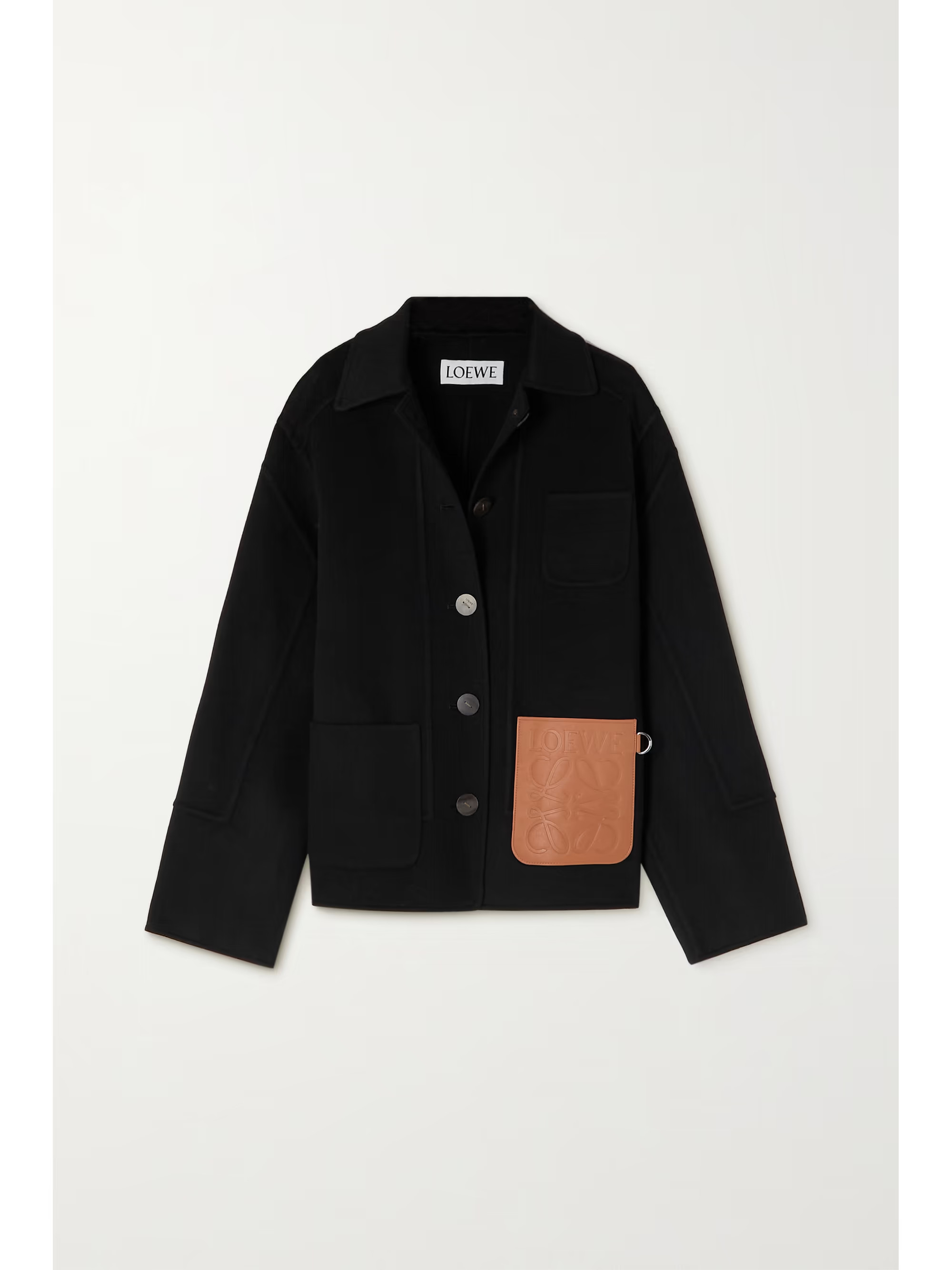 LOEWELeather-trimmed wool and cashmere-blend coat | NET-A-PORTER (UK & EU)