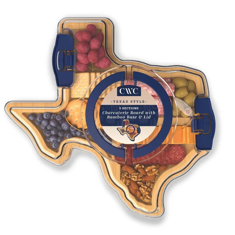 Cook with Color 3 Compartments Texas State Shaped Bamboo Cheese Board With Cover | Walmart (US)