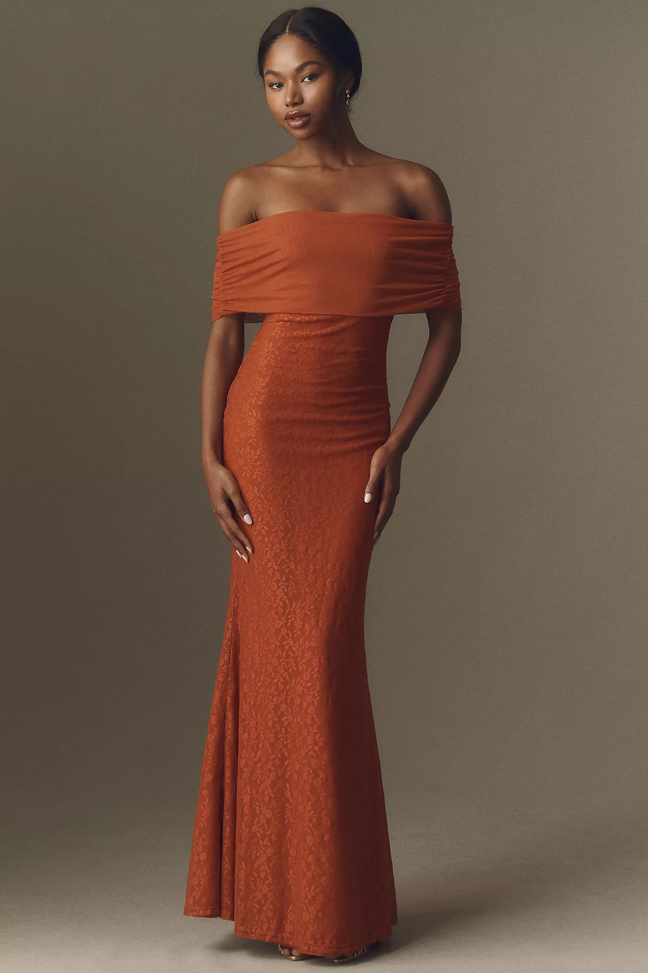 BHLDN Off-The-Shoulder Lace and Mesh Maxi Dress | Anthropologie (US)