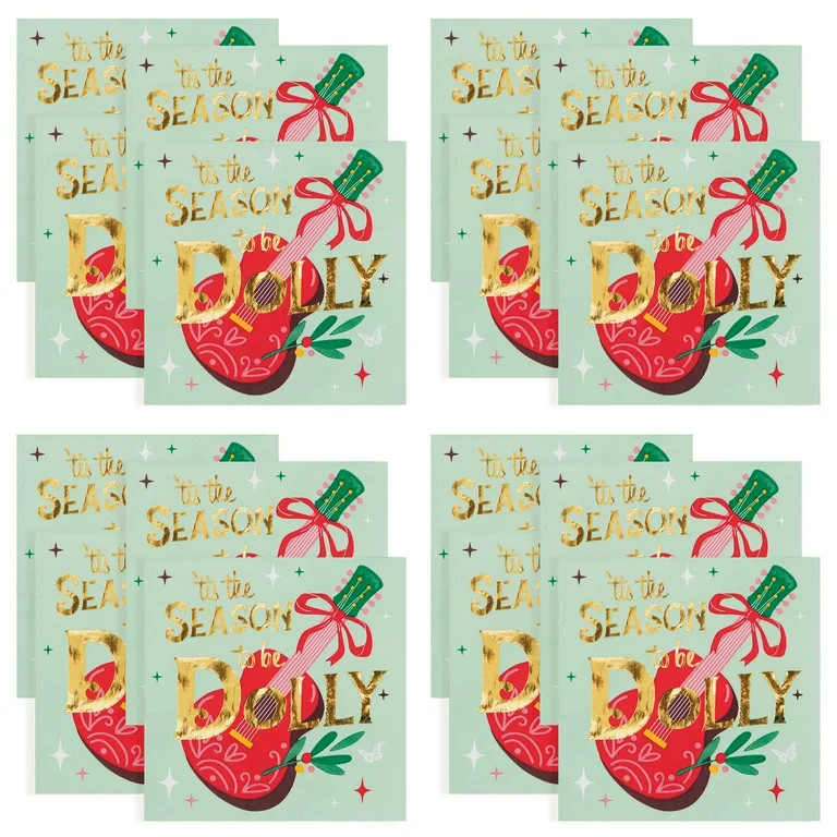 Dolly Parton Christmas Disposable Lunch Napkins, 6.5" x 6.5", Green and Pink Guitar Design, 16 Co... | Walmart (US)