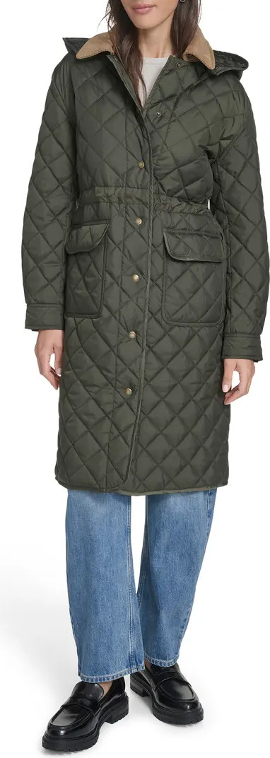 Diamond Quilted Hooded Long Coat | Nordstrom