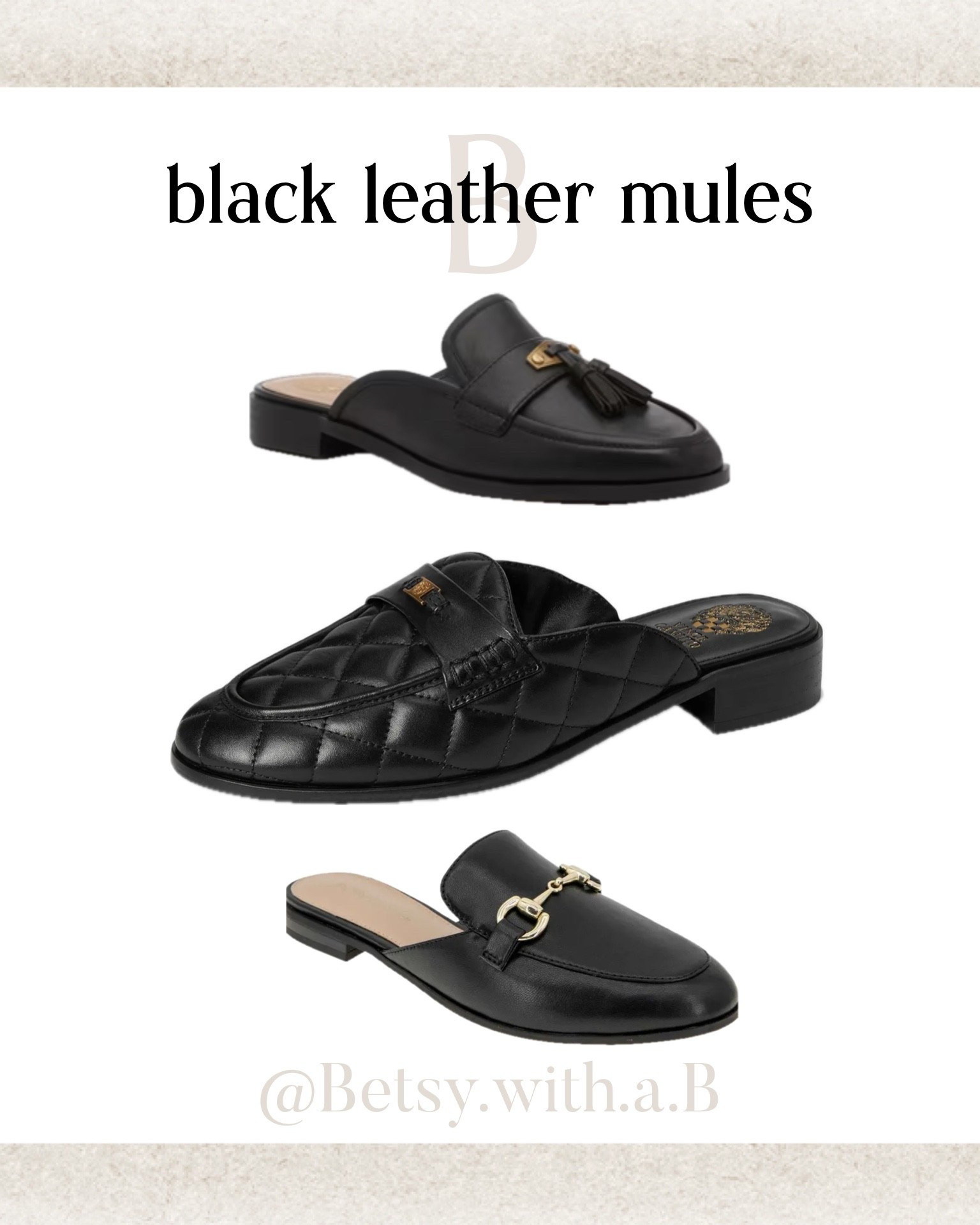 Black leather mules. 


#LTKmomlife #LTKOver40 #LTKSaleAlert