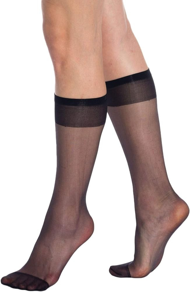 AWS/American Made Sheer Knee High Socks for Women 8 Pairs Trouser Socks Stockings Stretchy Silk S... | Amazon (US)