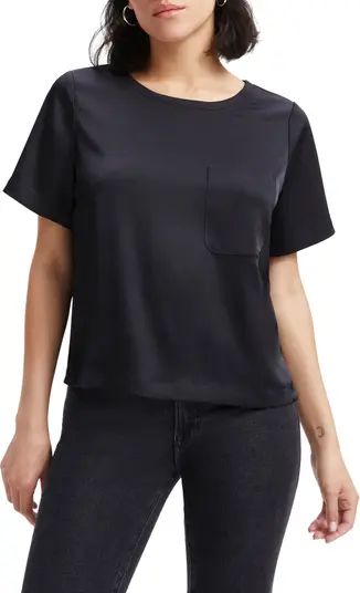 Good American Stretch Satin Pocket T-Shirt | Nordstrom | Nordstrom