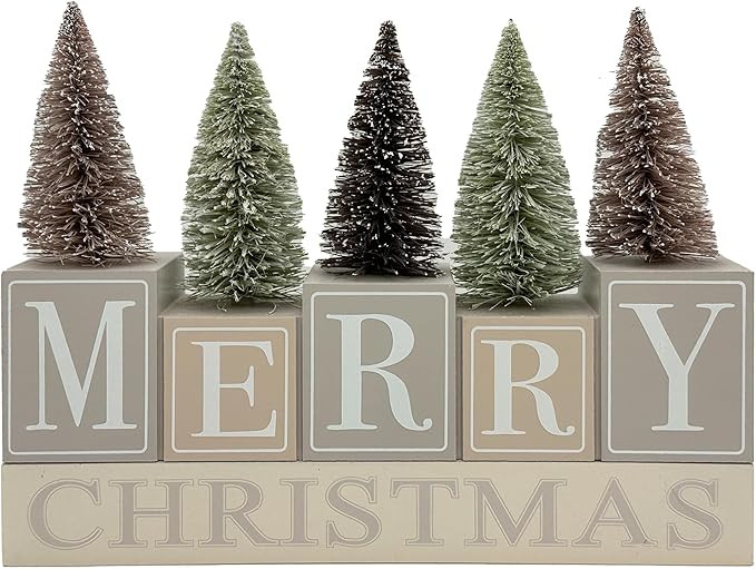 Christmas Decorations for Home Farmhouse Merry Christmas Tree Decor Wooden Winter Rustic Sign Vin... | Amazon (US)