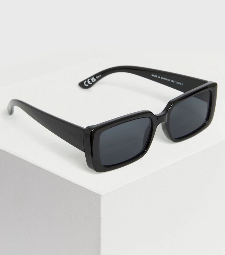 Black Slim Rectangle Frame Sunglasses
						
						Add to Saved Items
						Remove from Saved Ite... | New Look (UK)