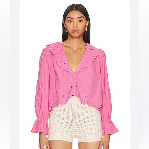 Free People Maisie Cutwork Top in Pink | Poshmark
