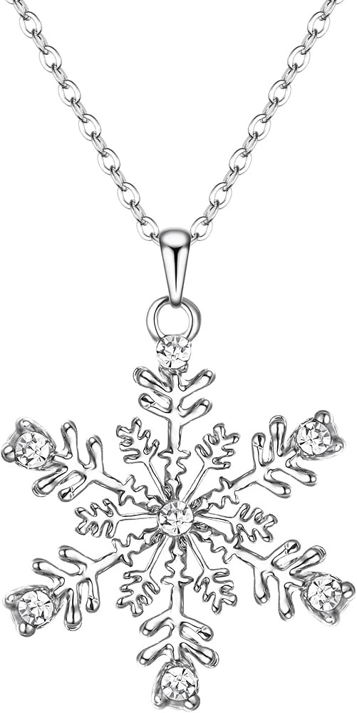 EVER FAITH Austrain Crystal Daily Winter Snowflake Flower Necklace Chain for Women Clear | Amazon (US)