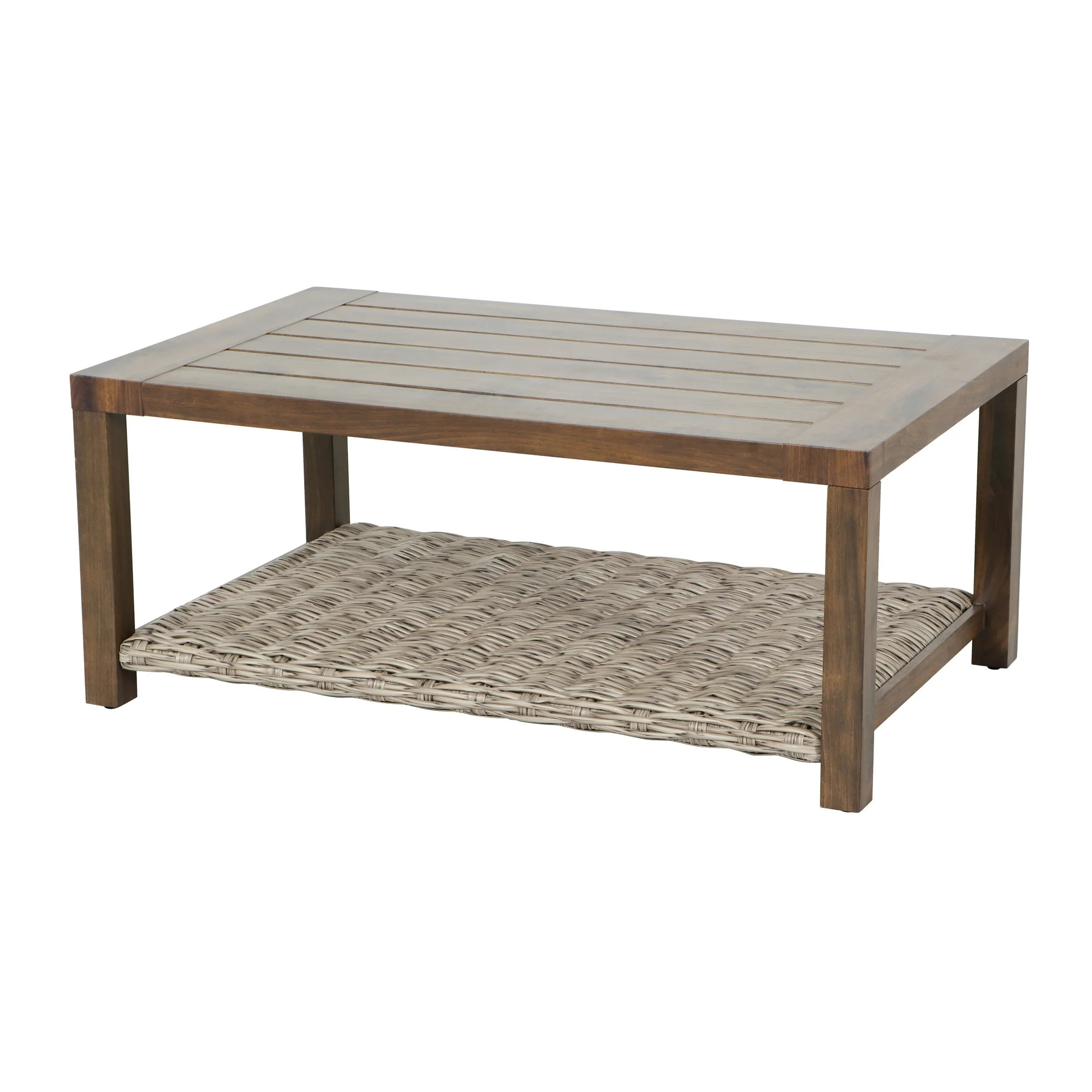 Better Homes & Gardens Bellamy Outdoor 1pc Patio Coffee Table, Gray Wicker | Walmart (US)
