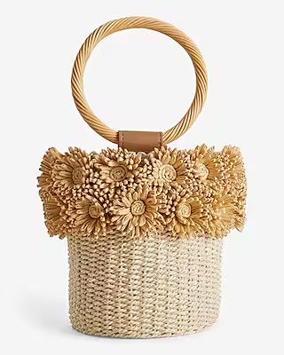 Woven Flower Bucket Bag | Express
