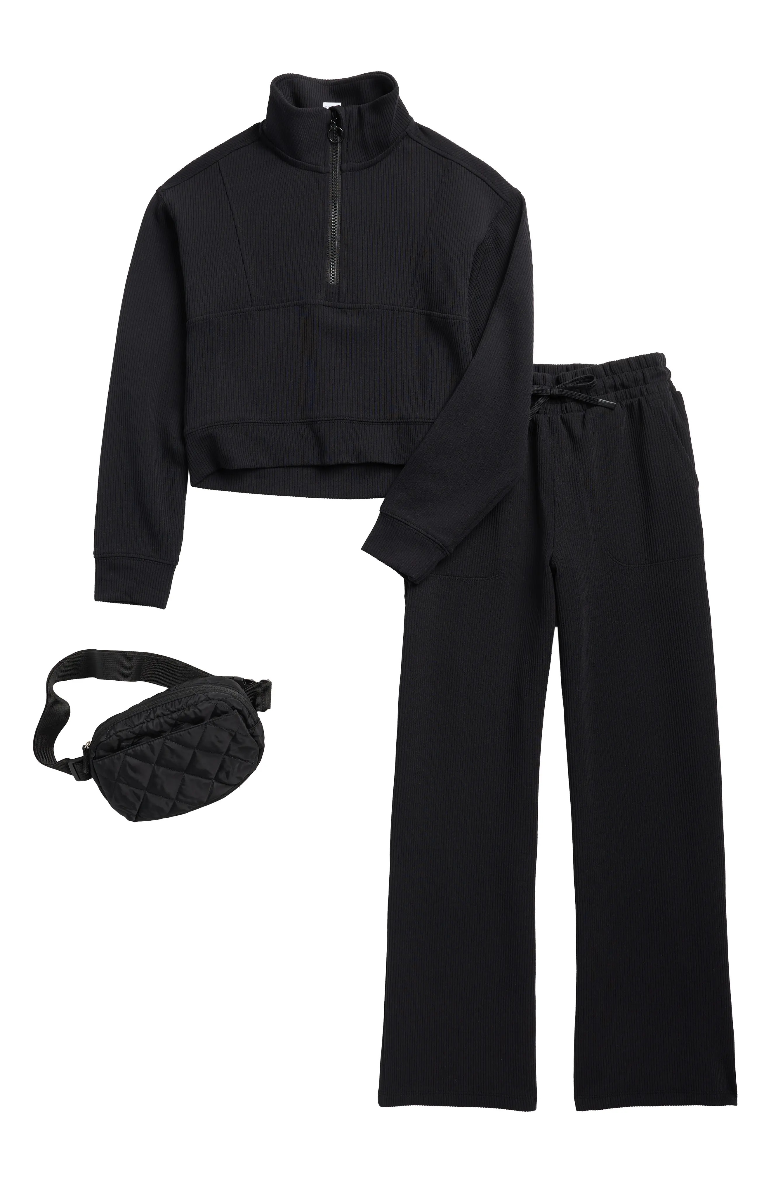 90 DEGREE BY REFLEX Kids' Scuba Knit Pullover, Pants & Belt Bag Set (Women) | Nordstromrack | Nordstrom Rack