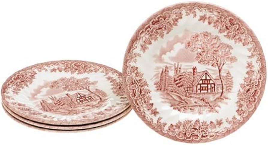 Churchill China Brook Pink 6 3/4-Inch Bread and Butter Plates, Set of 4 | Amazon (US)