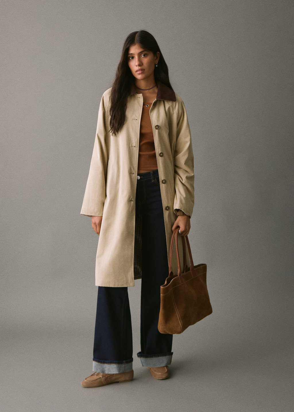 Trench coat with contrasting collar ecru - Teenage girl - S - MANGO TEEN | Mango (US/MX/AU)
