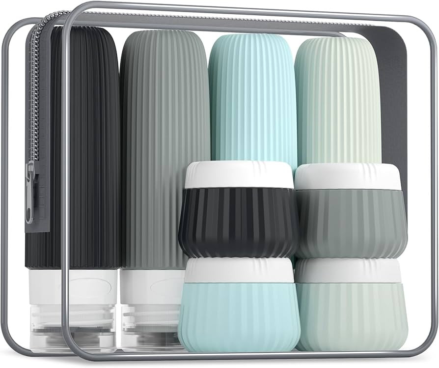 Travel Bottles - 8 Pack, TSA Approved Travel Size Toiletries, Leak Proof Silicone Squeezable Cont... | Amazon (US)