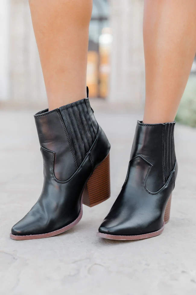 Cheyenne Black Pointed Toe Western Boot | Pink Lily
