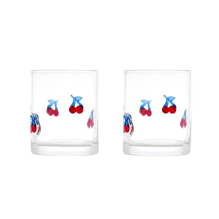Thyme & Table 12 fl oz Patriotic Cherries Charm Drinking Glasses, Set of 2 | Walmart (US)