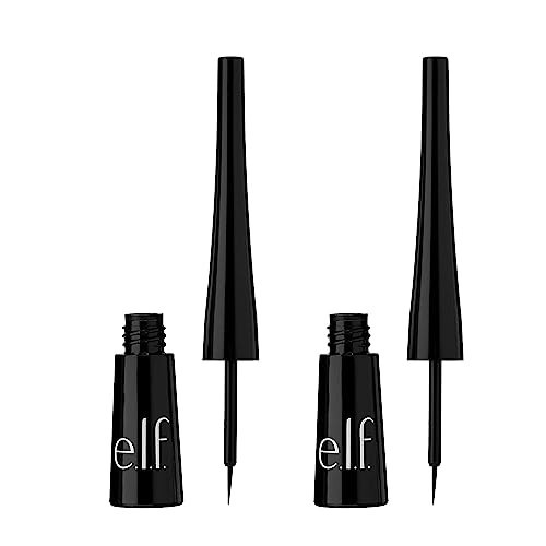 e.l.f. Expert Liquid Liner, High-Pigmented, Extra-Fine Liquid Eyeliner For Precise Definition, Long-Lasting, Vegan & Cruelty-Free, Jet Black, 0.14 oz, 2 count(Pack of 1) | Amazon (US)