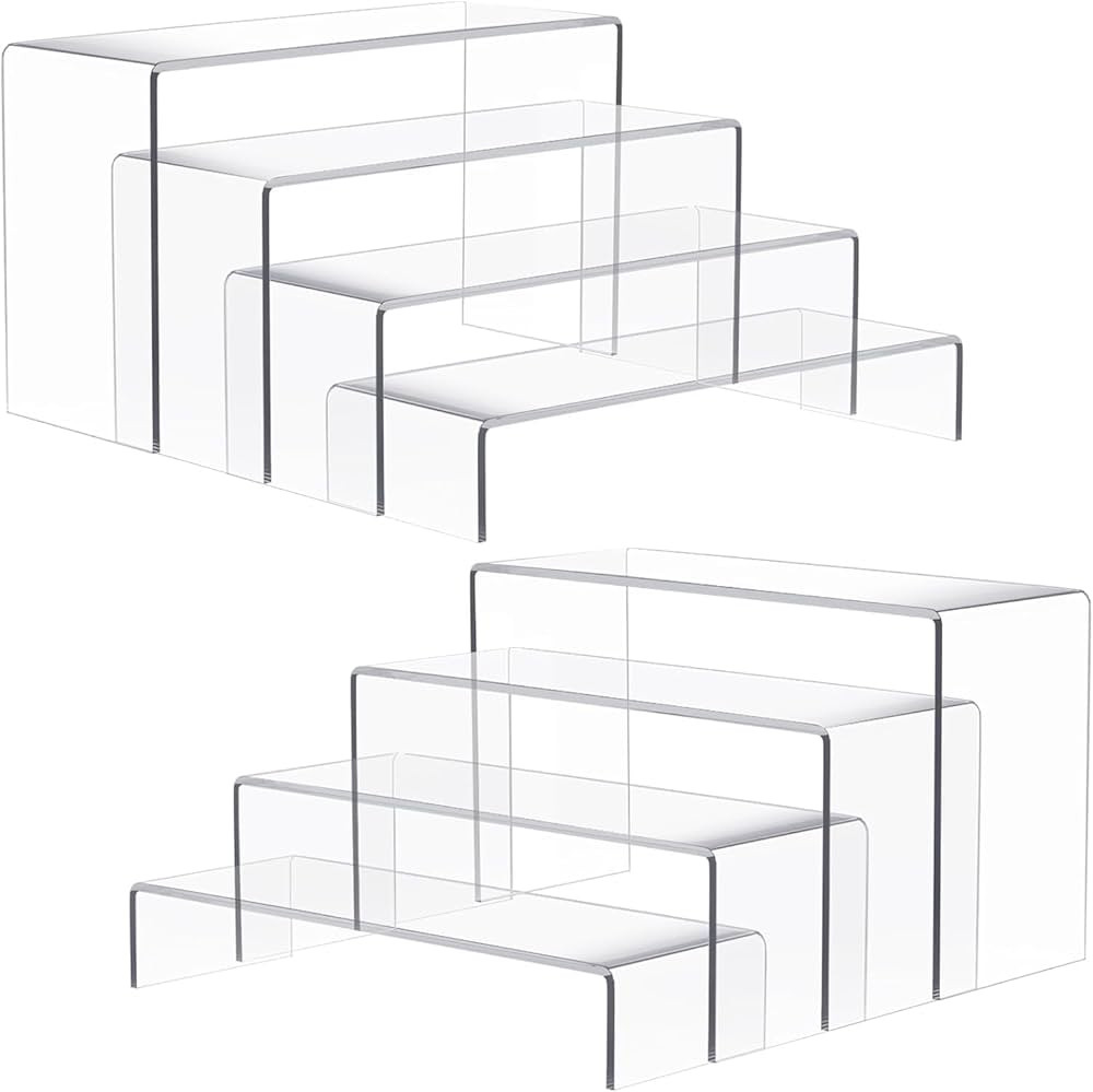 2 Set Large Acrylic Risers, 8 Pcs Rectangular Clear Acrylic Display Stand, Display Risers Shelf f... | Amazon (US)