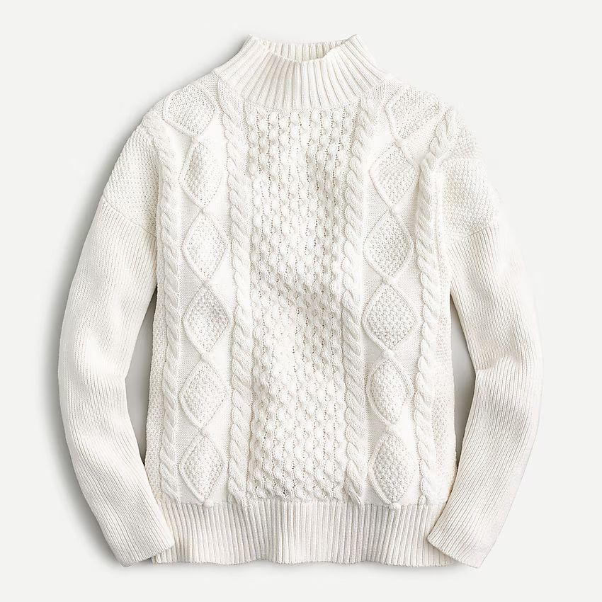 Swingy cable-knit mockneck sweater | J.Crew US