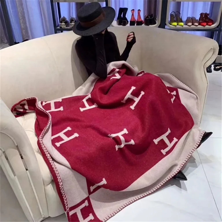 New H Large Letter Printing Double-sided Luxury Wool Cashmere Blanket Thick Warm Lunch Break Blan... | Walmart (US)